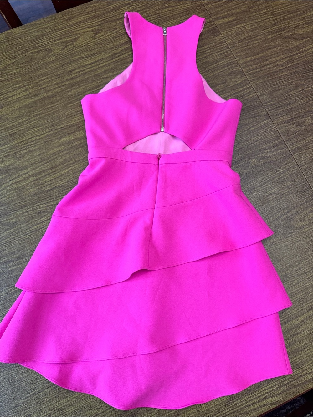 BCBGMAXAZRIA Hot Pink Tiered Halter Cocktail Dress NWT - Picture 3 of 3
